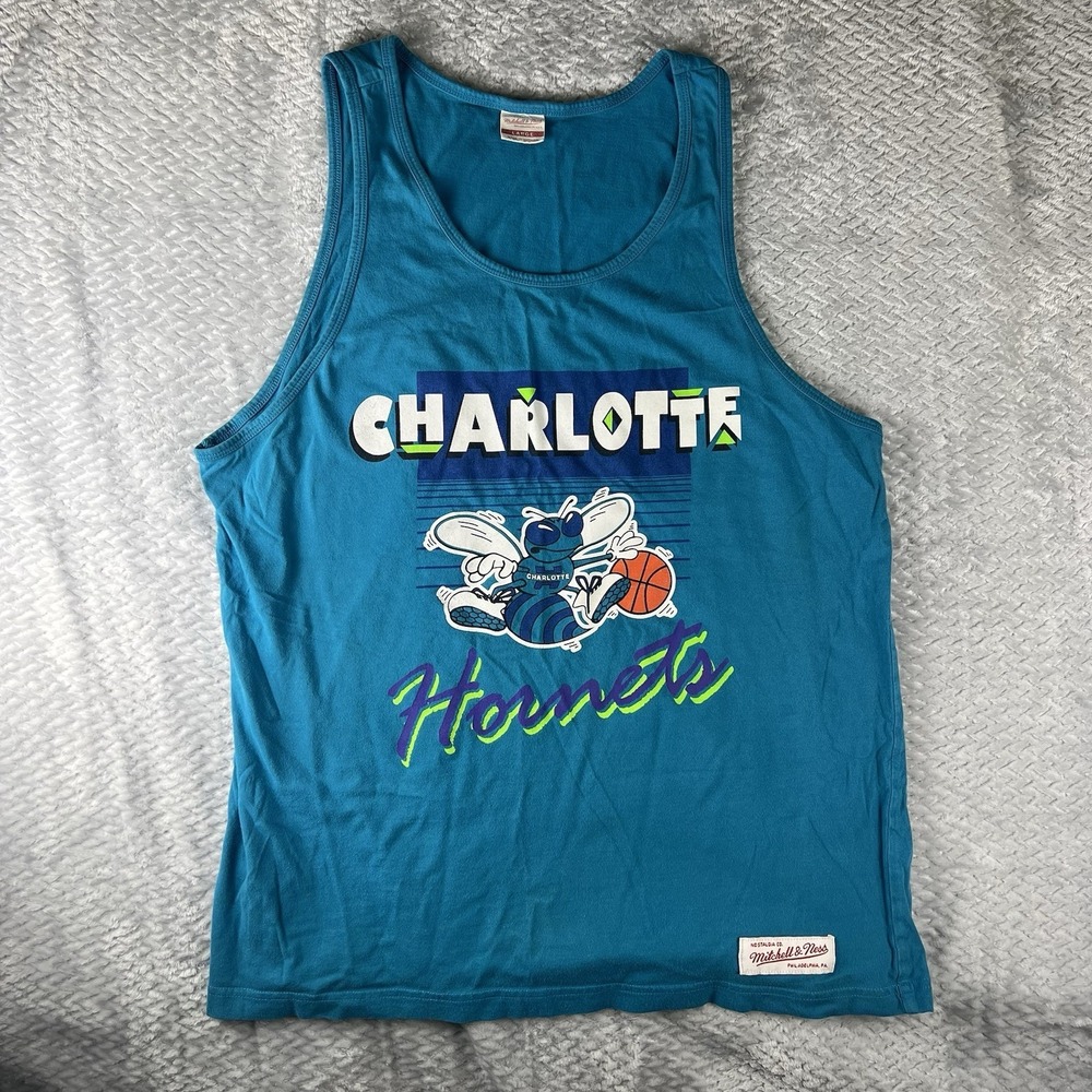 Mitchell & Ness Charlotte Hornets Hugo Tank Top Large NBA Throwback Teal USA